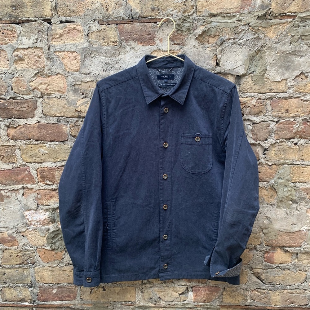 Ted Baker London Long Sleeve Shirt Jacket - Navy